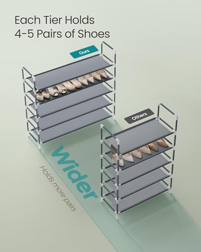 SONGMICS Grey 5-Tier Shoe Rack, 37-Inch Shoe Storage Organizer for Closet & Entryway