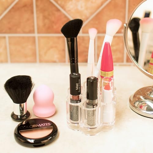 Acrylic Makeup Organizer - 12 Slot Cosmetic Brush & Lipstick Holder Stand