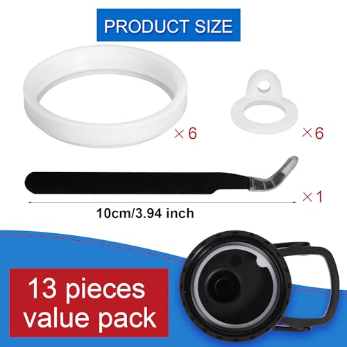 13pcs Water Bottle Lid Replacement for Thermoflask 24/32/40/64oz, Straw Gasket Replacement Accessories & Tweezers Silicone O Ring Rubber Seal Washer Part Compatible with Thermoflask Chug Spout Lid