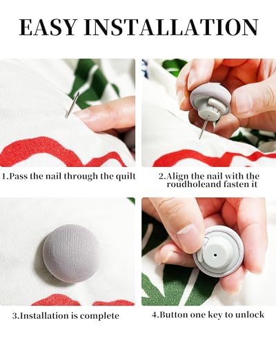 Xuduvay Duvet Pin Clips, Quilt Fasteners - 16 Sets, Gray