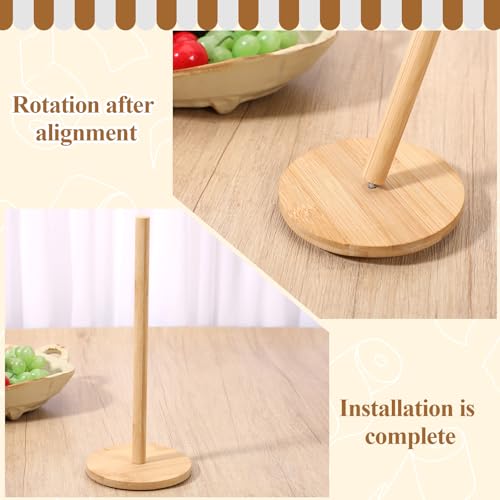 SHENLIU Bamboo Paper Towel Holder Stand - 4Pcs Non-Slip Kitchen & Bathroom Organizer