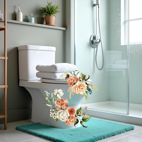 Floral Toilet Lid Decals - Waterproof Self-Adhesive Stickers