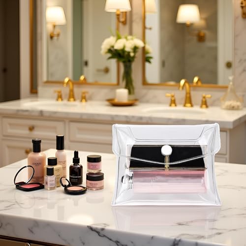 Clear PVC Mini Makeup Bag with Snap Closure for Travel