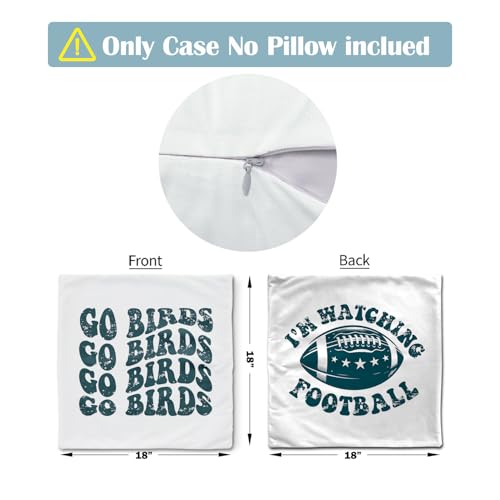 Football Throw Pillow Cover 18x18 Inch for Game Day Decor