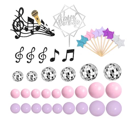 Pink and Purple Music Cake Topper for Girls Birthday Party
