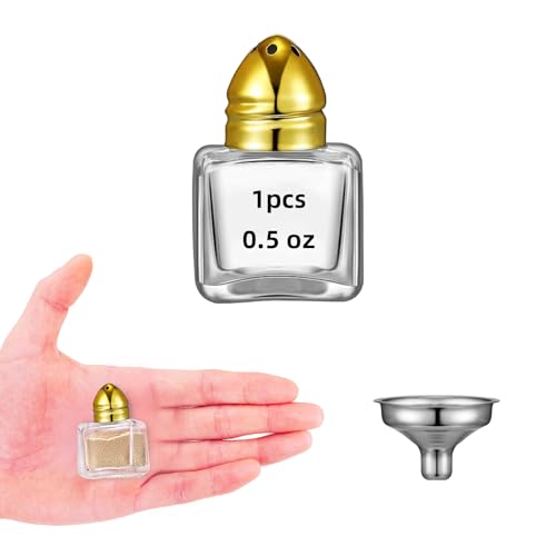 Mini Glass Salt and Pepper Shakers Set with Gold Tops - 0.5 oz