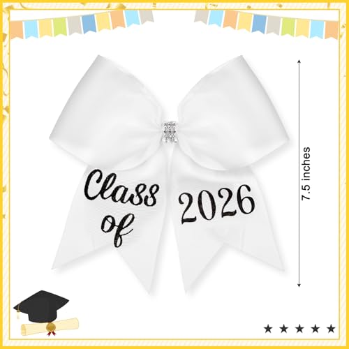 Knitgrip Class of 2026 Graduation Cap Bow White Hair Clip Accessory