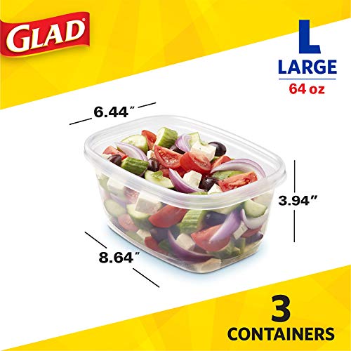 GladWare Deep Dish Food Storage Containers 64 Oz, 3 Count - Rectangle / 18 Pack