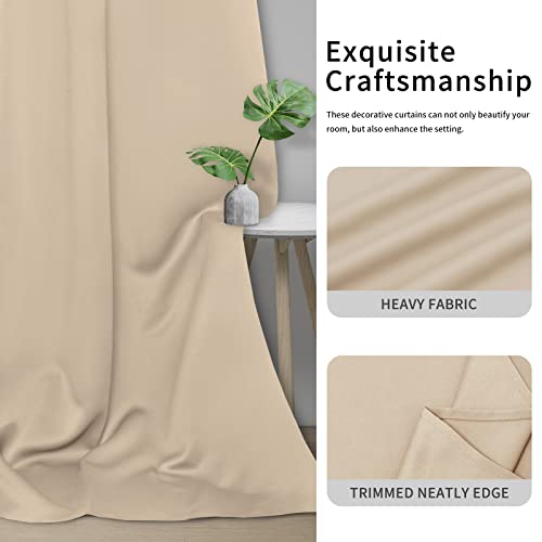 Easy-Going Blackout Curtains, Thermal Insulated Grommet Drapes, Beige, 34x63 in (Pack of 2)