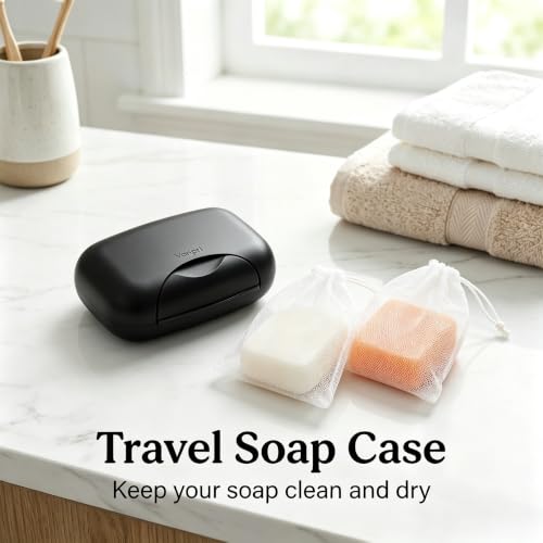 Portable Black Soap Holder Case - Travel Soap Saver for Bathroom & Kitchen