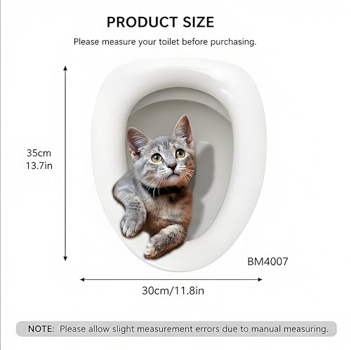 Cute Cat Toilet Lid Decal - Waterproof Self-Adhesive Bathroom Decor