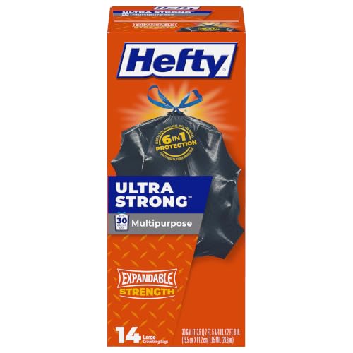 Hefty Ultra Strong 30 Gallon Trash Bags, Black, Unscented, 14 Count
