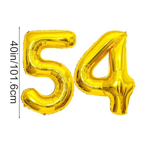 40 Inch Gold Number 54 Foil Balloon for 54th Birthday Party and Anniversary