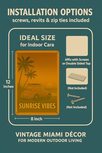 VANCU Surfboard Metal Sign - Tropical Beach Wall Art Decor