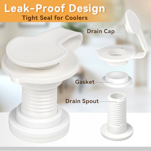 1.5" Shaft Length Drain Plug Assembly Replacement for Coleman Cooler, Drain Plug for Coleman Xtreme Coolers 50 qt, 58 qt, 82 qt, Also Fits Most Cooler Parts Including Rubbermaid