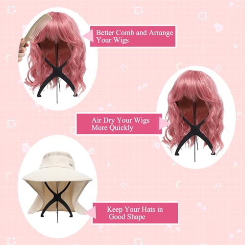 Portable Wig Stand Tripod 2 Pack - Black Collapsible Holder for Styling, Drying and Storage
