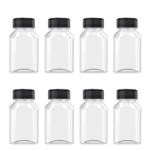 XYSMZM 8 Pack 4oz Plastic Juice Bottles with Black Tamper-Proof Caps
