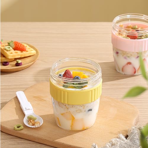 20oz Breakfast To Go Cup with Lid & Folding Spoon - Pink Leak-Proof Container