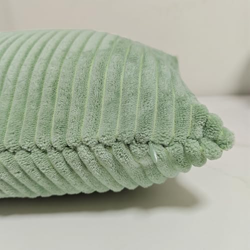 Forest Green Corduroy Throw Pillow Covers - Set of 2, 18x18