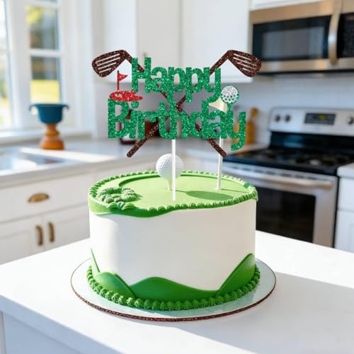 Golf Birthday Cake Topper - Happy Birthday Decor for Golf Lovers