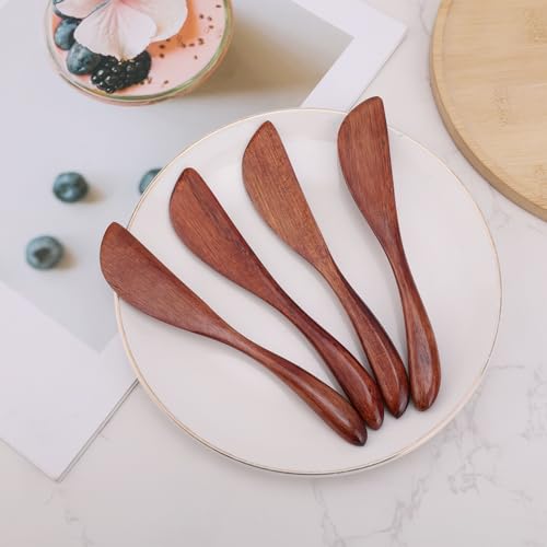 4-Pack Wooden Butter Knives - 5.9 Inch Jam Spreaders for Kitchen