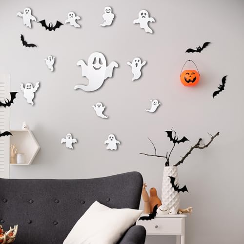 24pcs 3D Ghost Wall Stickers - Reusable Halloween Decor