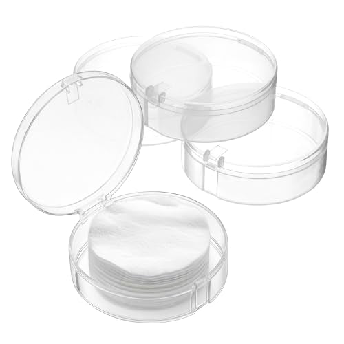 4pcs Portable Cotton Pad Holder Case - Airtight Travel Storage Container