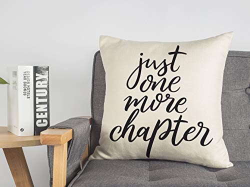 Just One More Chapter Throw Pillow Cover - 18x18 Inch Linen
