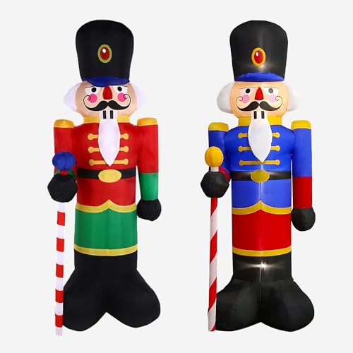8ft Inflatable Nutcracker Soldier Christmas Yard Decor - Red & Blue, 2 Pack