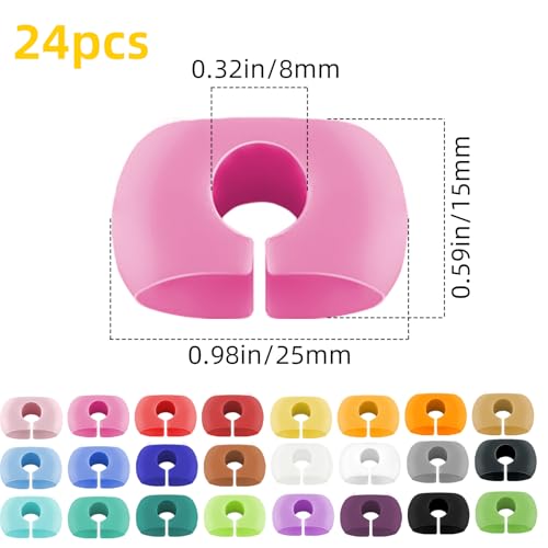 24Pcs Silicone Wine Glass Markers - Reusable Drink Charms for Parties