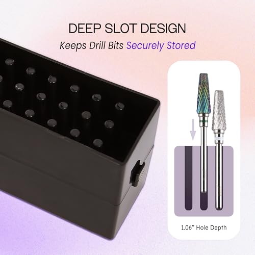 PANA 30-Hole Nail Drill Bit Holder Stand Dustproof Storage Case Blue