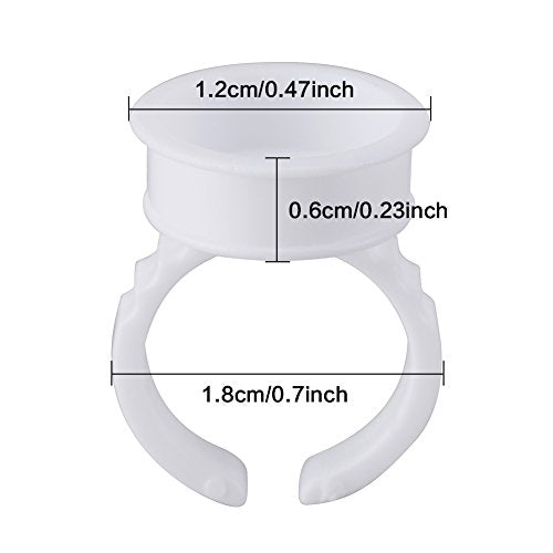 CCINEE 100pcs Disposable Eyelash Extension Glue Rings Adjustable Plastic Holders