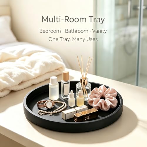 9-Inch Black Silicone Bathroom Tray - Kitchen Counter Organizer