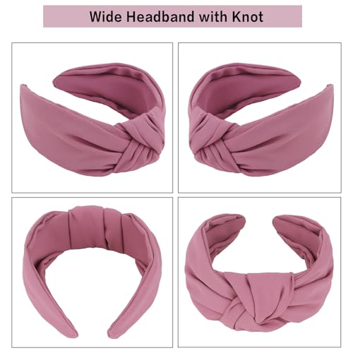 Ondder Pink Knotted Headband for Women Non-Slip Wide Hair Accessory