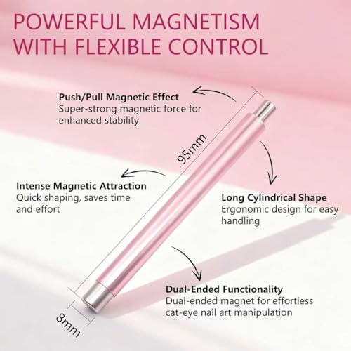 NIQZOPA 3-in-1 Cat Eye Magnet Nail Art Tool - Double-Head Strong Magnetic Pen for Gel Polish
