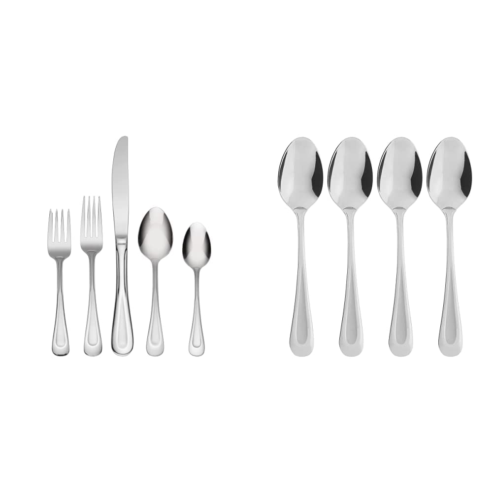 Oneida Satin Sand Dune Flatware, 45 Piece, Multi & Satin Sand Dune Everyday Flatware Teaspoons, Set of 4