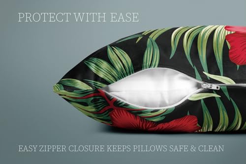 KELEMO Tropical Vintage Red Hibiscus Pillow Case 18x18 (Pack of 1)