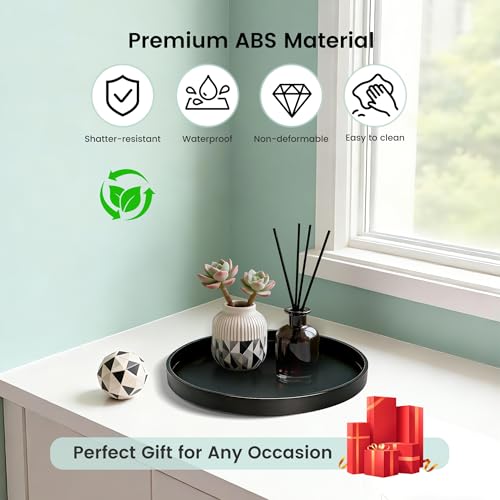 Blaucasa 9" Black Round Bathroom Vanity Tray - Versatile Decor & Organizer
