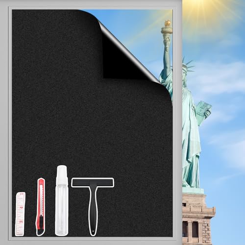 YUJIASH Blackout Window Film 17.5x78.7 Inch Static Cling Room Darkening Privacy