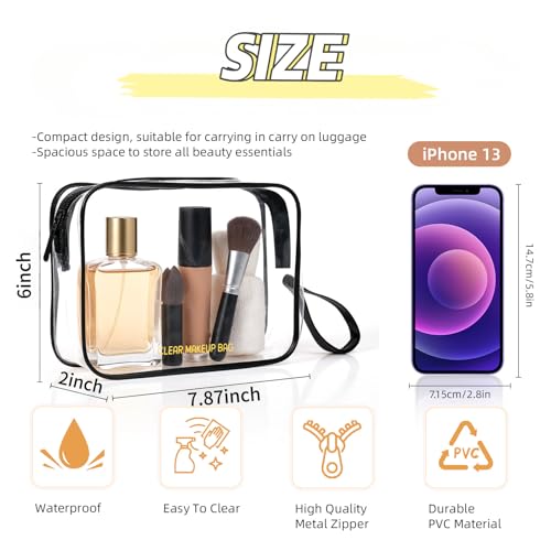 Icramsy Clear Makeup Bag 2-Pack TSA Approved Waterproof Toiletry Bag