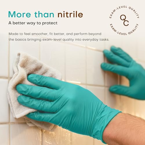 SUP Nitrile Exam Gloves - Powder-Free Disposable Gloves, Medium, Reef Teal