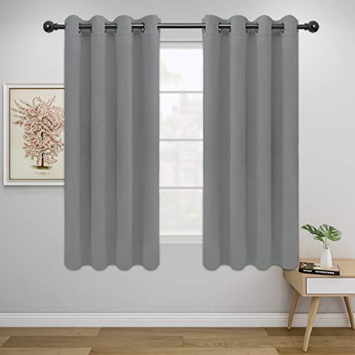Easy-Going Light Gray Thermal Blackout Curtains, 2 Panels 52x63