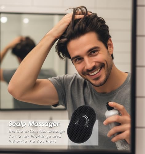 FRCTLNKG 8 Pcs Pocket Palm Combs for Men with Round Teeth - Portable Scalp Care & Beard Styling