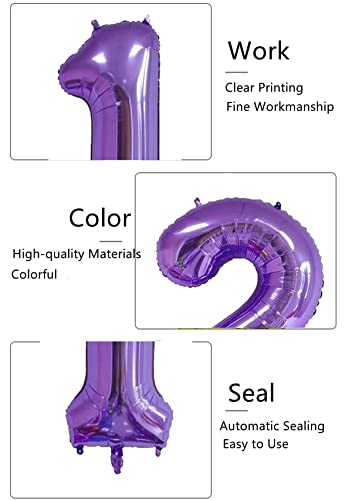 Purple 95 Number Balloon Set - 40 Inch Jumbo Foil with Crowns