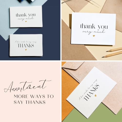 Elegant Thank You Cards with Envelopes - Pack of 40, Gold Foil Design