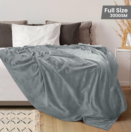 Utopia Bedding Soft Fleece Blanket Full Size Ash Grey 90x84
