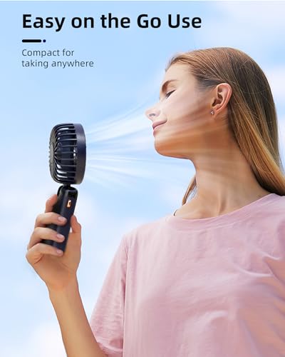 Koonie Portable Handheld Fan - 5 Speeds, Rechargeable, 8H Battery, 90° Tilt