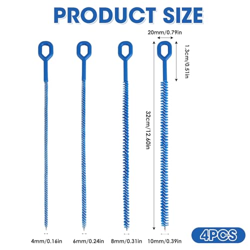 4-Piece Extra Long Straw Cleaner Brush Set for Reusable Cups & Bottles