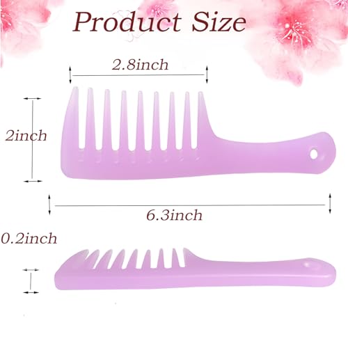 Denlydom Mini Wide Tooth Pocket Comb - Clear Purple Travel Hair Detangler