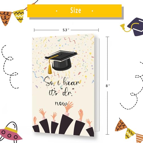 Humorous PhD Graduation Card for Doctoral Students - 8x5.3 Inch